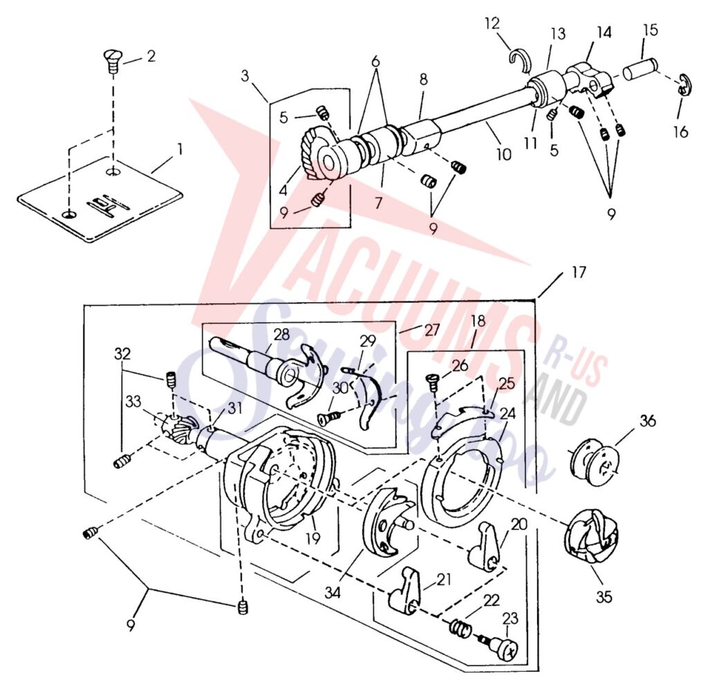 Janome HF1012 exploded schematic diagram (page 9)