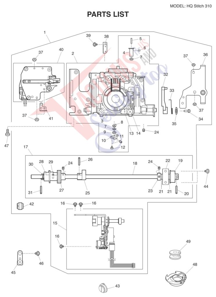 Janome HQ310 exploded schematic diagram (page 3)