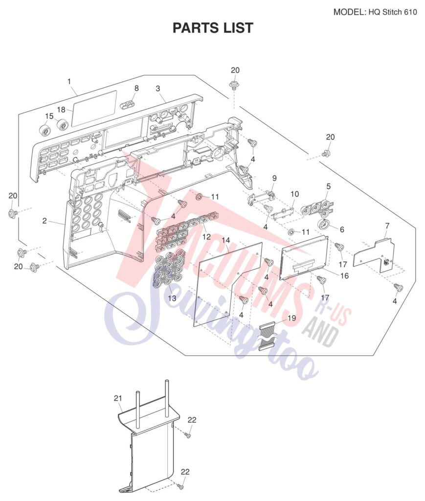 Janome HQ610 exploded schematic diagram (page 1)