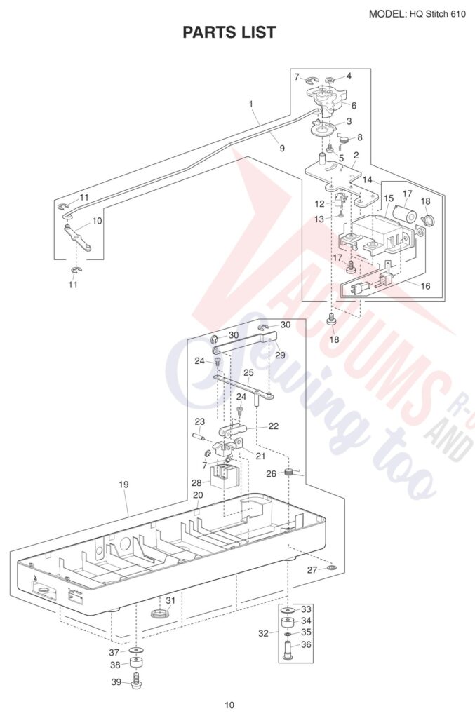 Janome HQ610 exploded schematic diagram (page 2)
