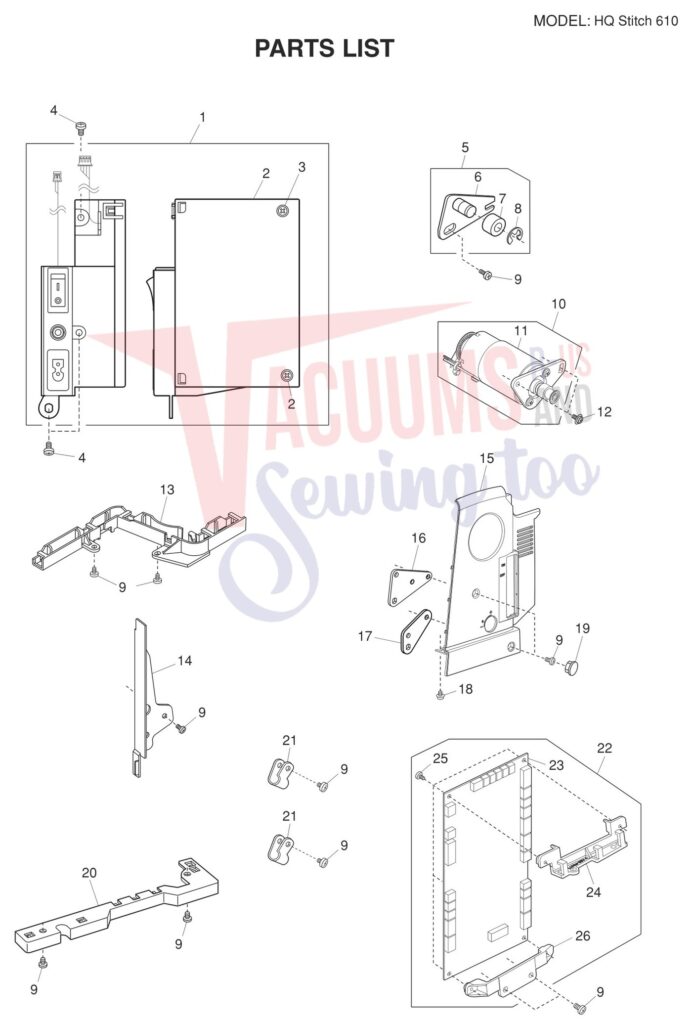 Janome HQ610 exploded schematic diagram (page 3)