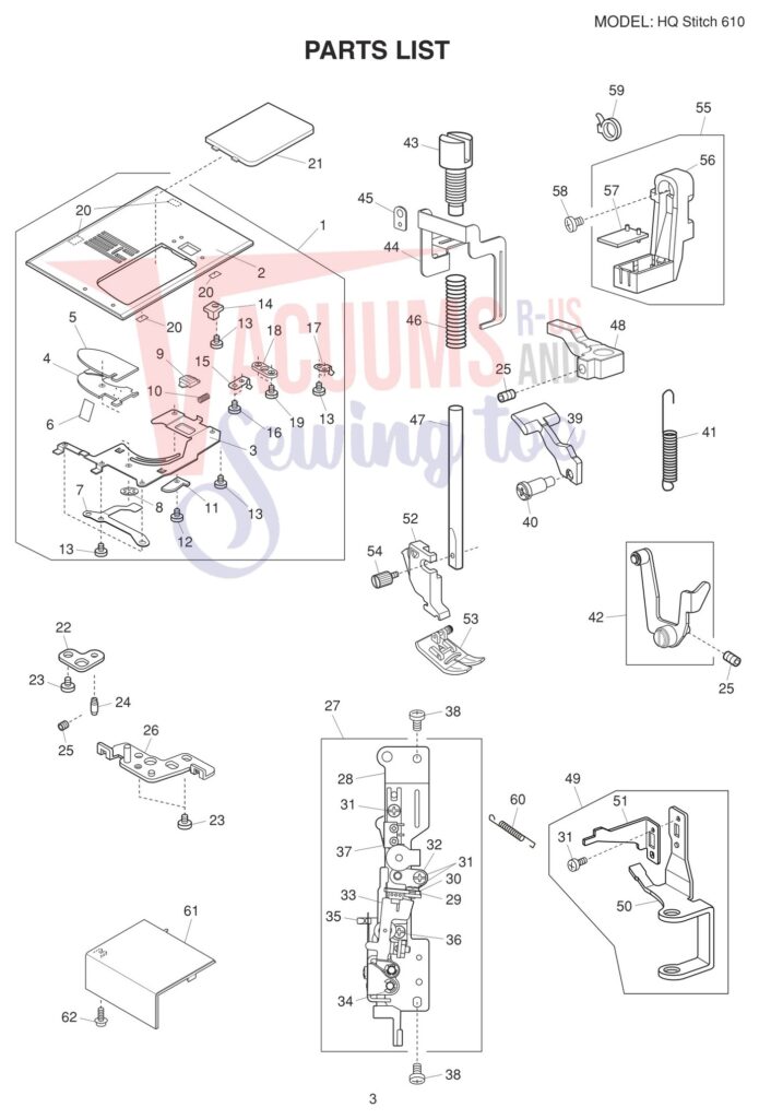 Janome HQ610 exploded schematic diagram (page 7)
