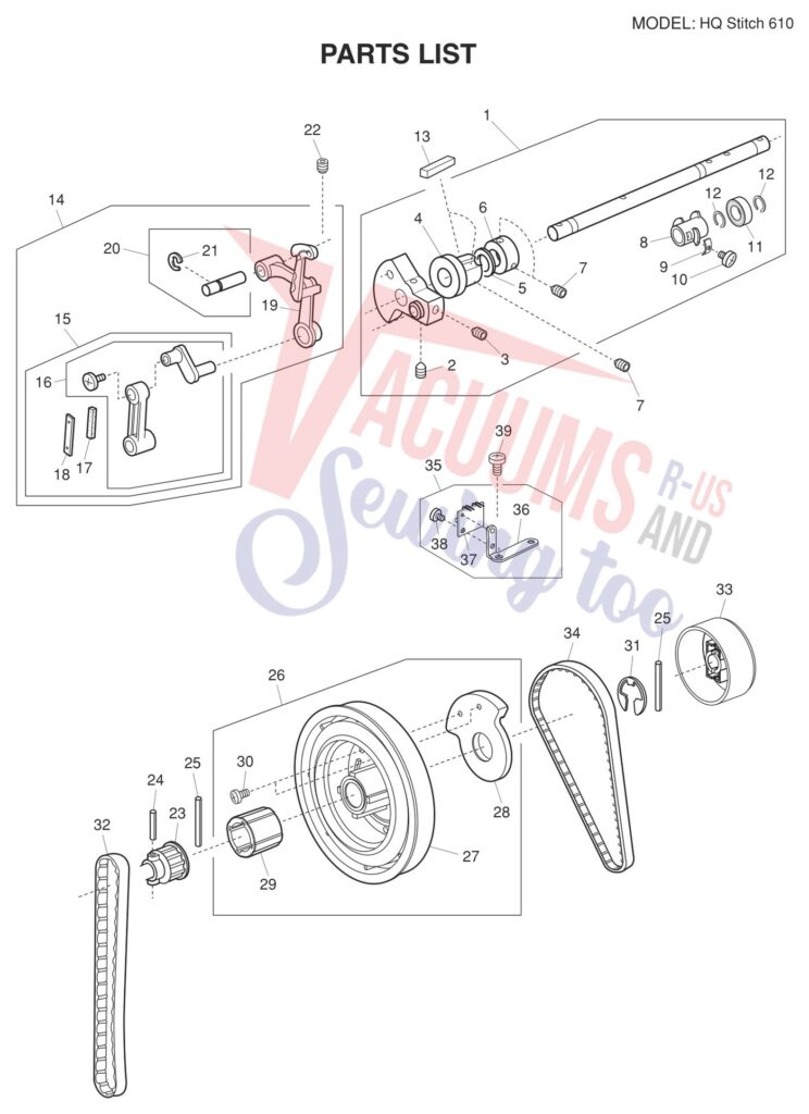 Janome HQ610 exploded schematic diagram (page 10)