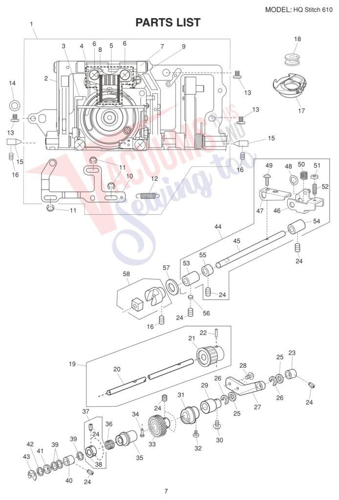 Janome HQ610 exploded schematic diagram (page 11)