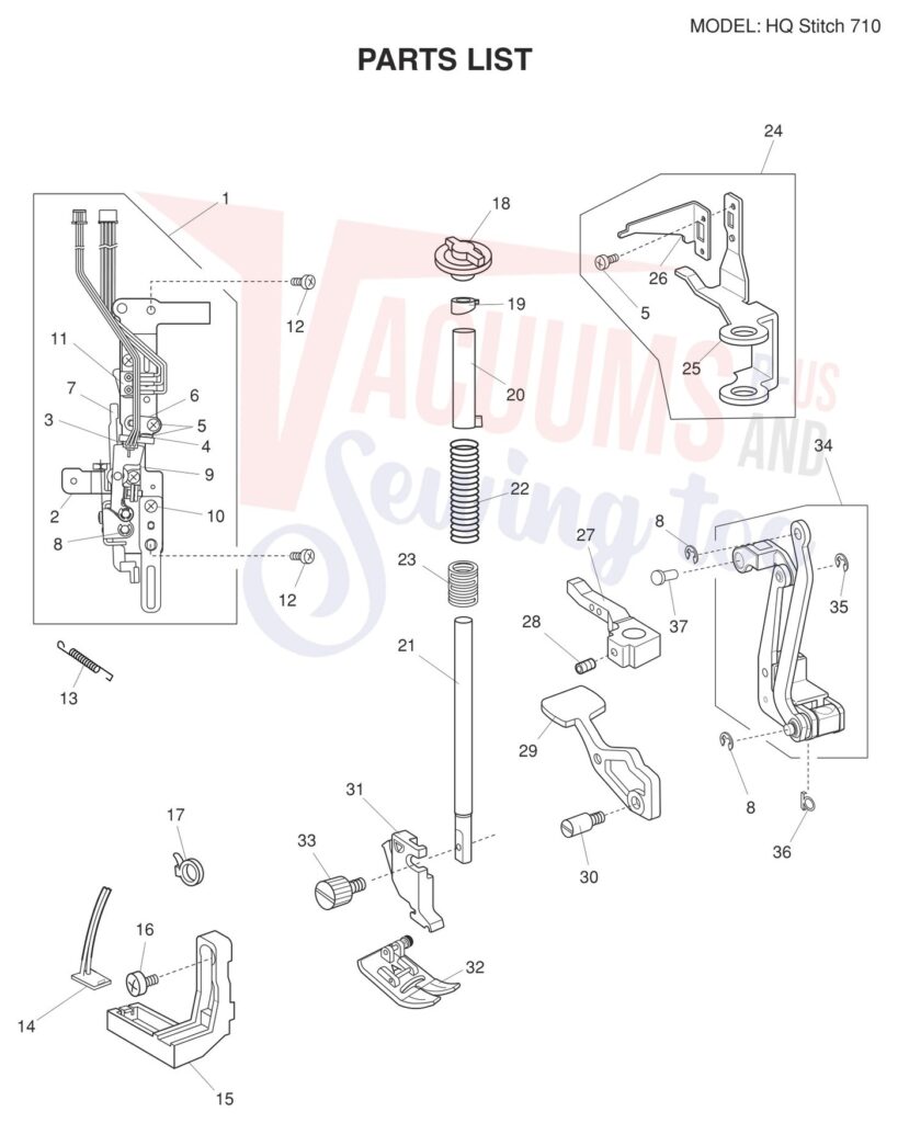 Janome HQ710 exploded schematic diagram (page 6)