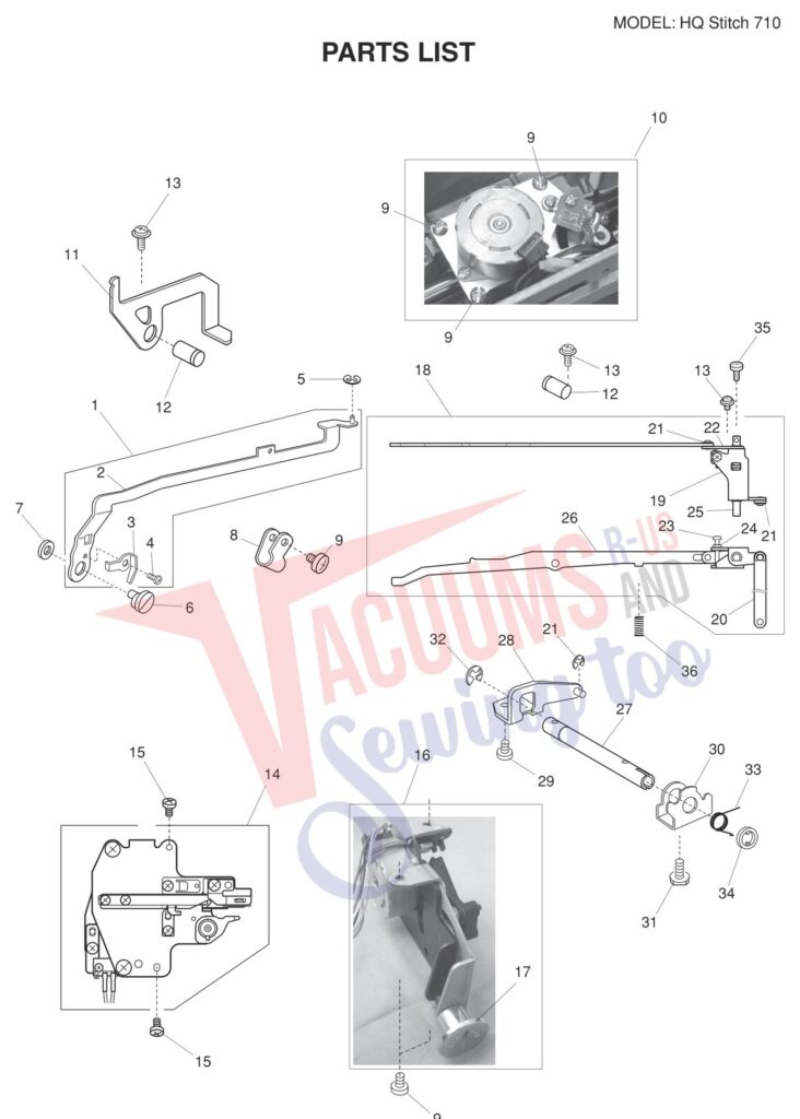 Janome HQ710 exploded schematic diagram (page 9)