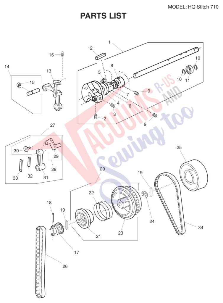 Janome HQ710 exploded schematic diagram (page 10)