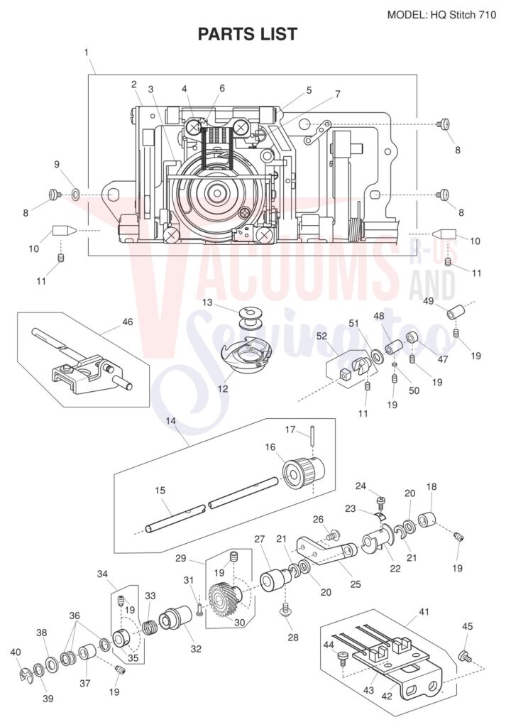 Janome HQ710 exploded schematic diagram (page 11)