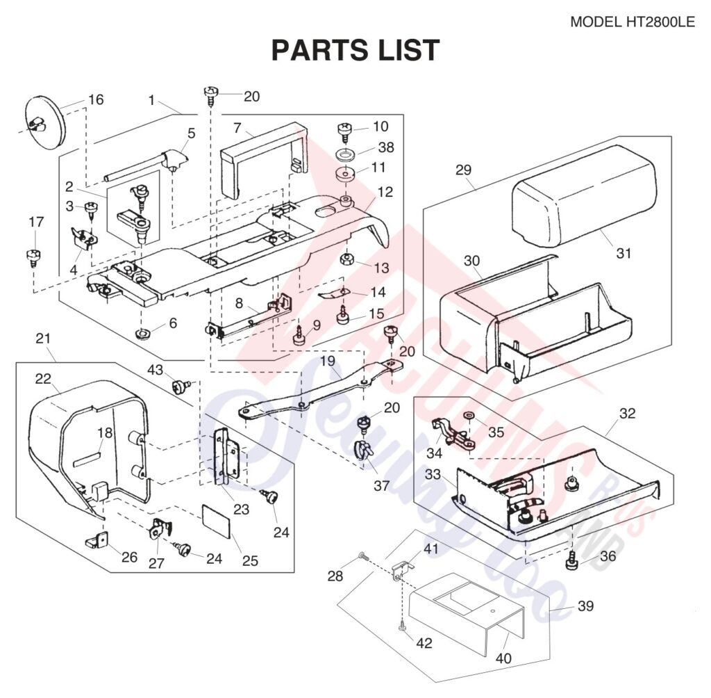 Janome HT2008 exploded schematic diagram (page 1)