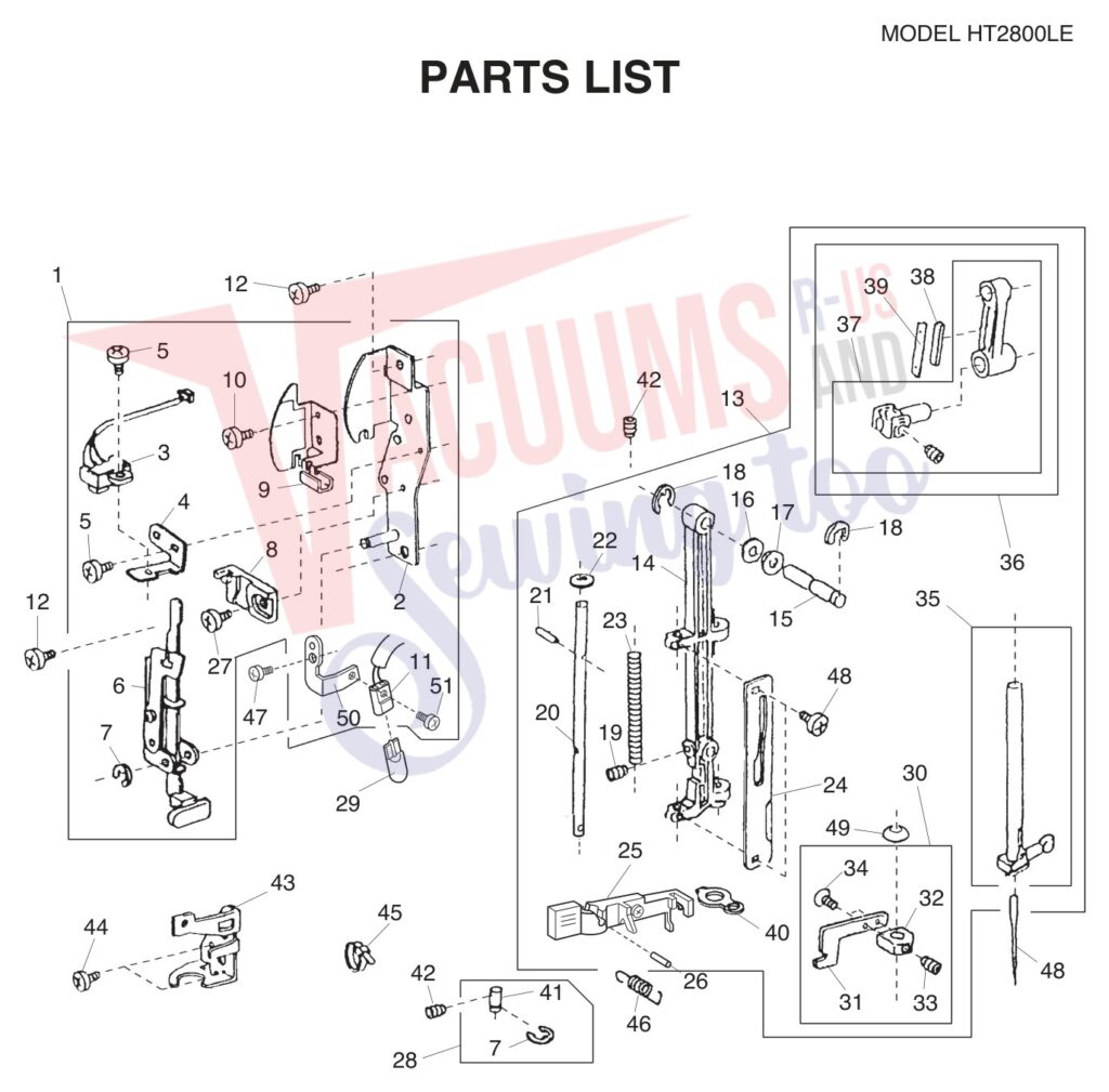 Janome HT2008 exploded schematic diagram (page 2)