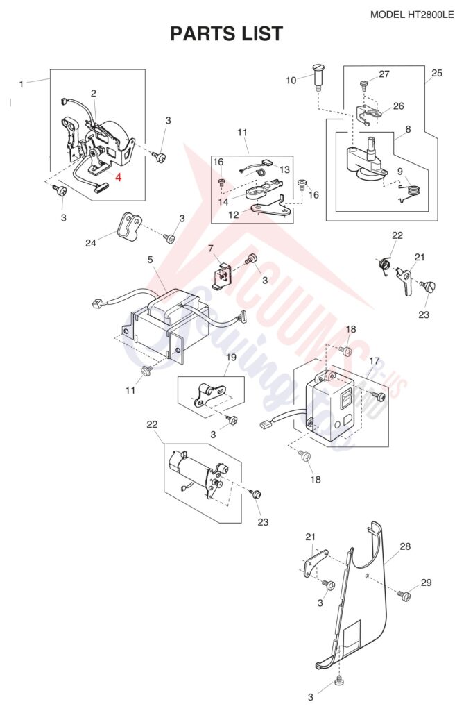 Janome HT2008 exploded schematic diagram (page 8)