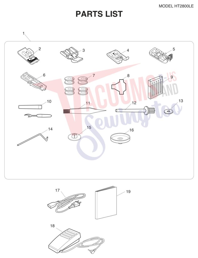 Janome HT2008 exploded schematic diagram (page 9)