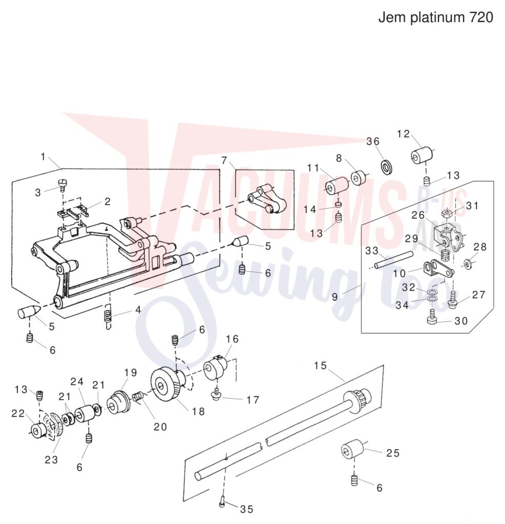Janome JP720 exploded schematic diagram (page 5)
