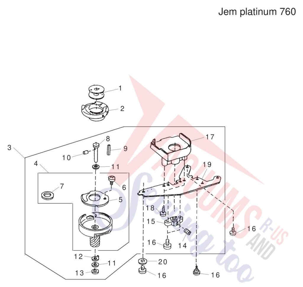 Janome JP760 exploded schematic diagram (page 6)