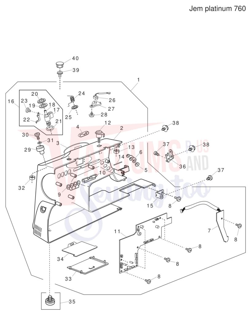 Janome JP760 exploded schematic diagram (page 7)