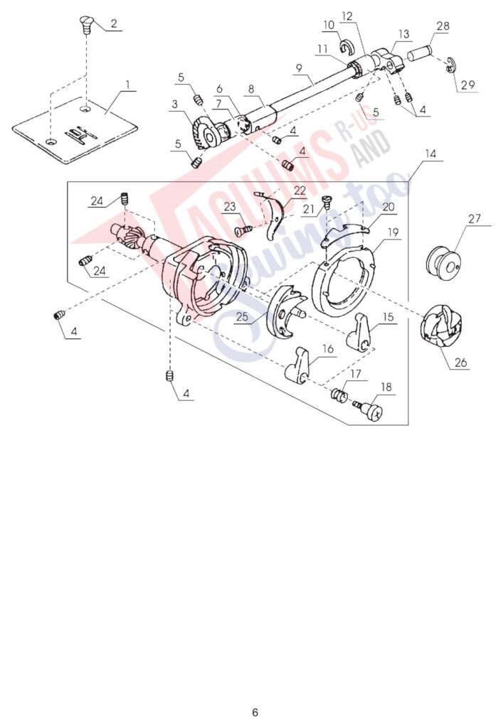 Janome JS1004 exploded schematic diagram (page 6)
