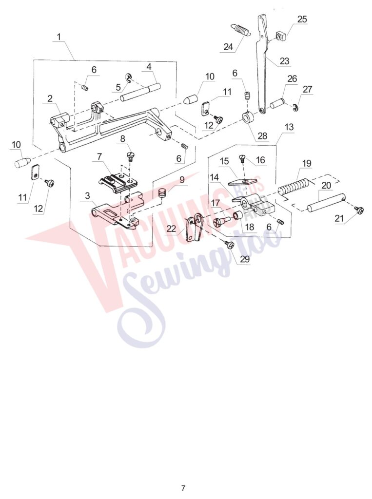 Janome JS1004 exploded schematic diagram (page 7)