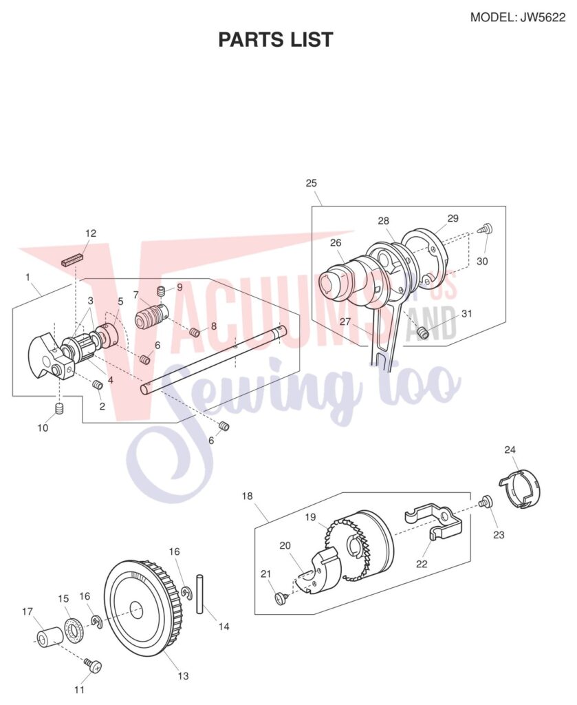 Janome JW5622 exploded schematic diagram (page 4)