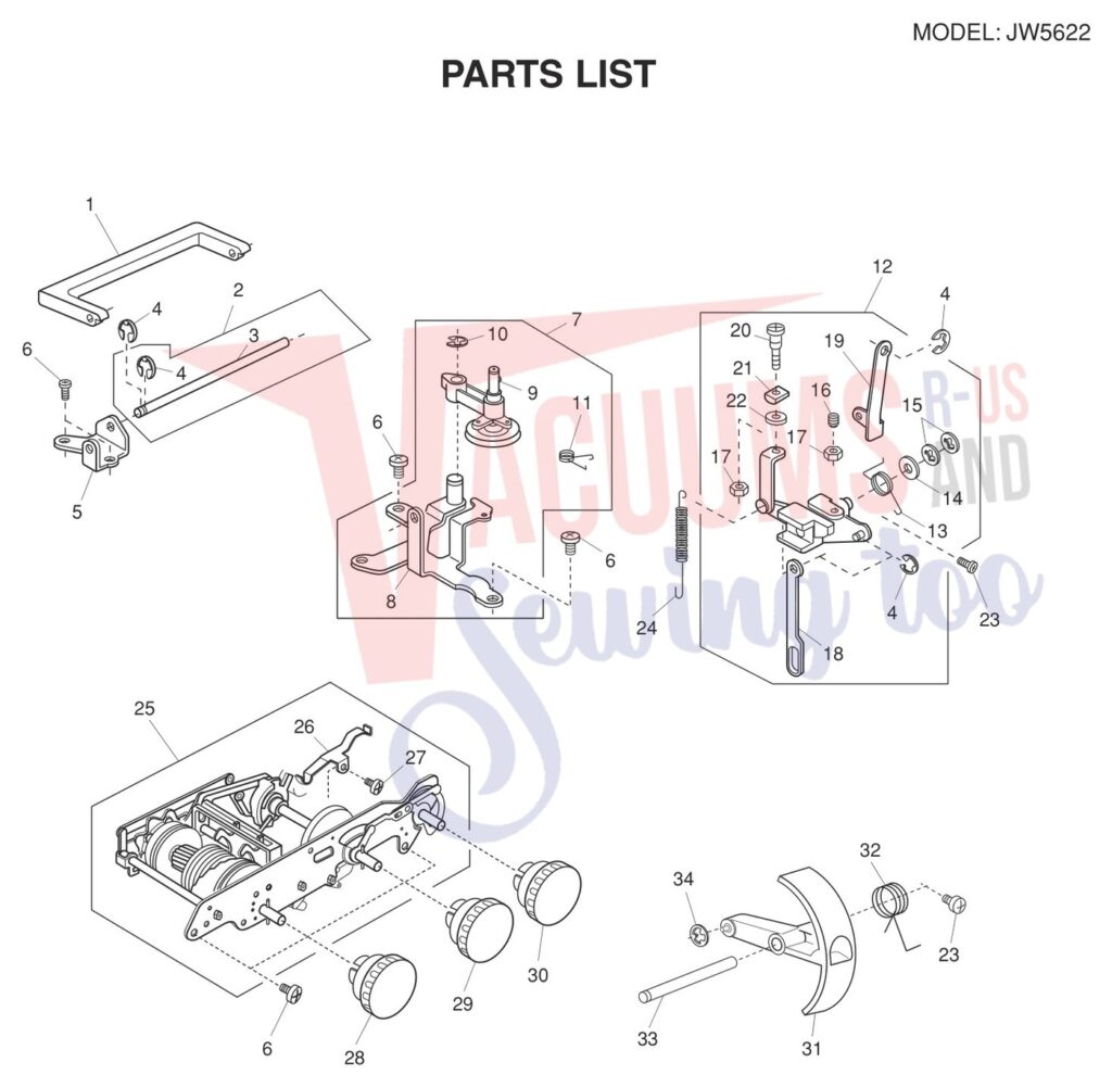 Janome JW5622 exploded schematic diagram (page 5)