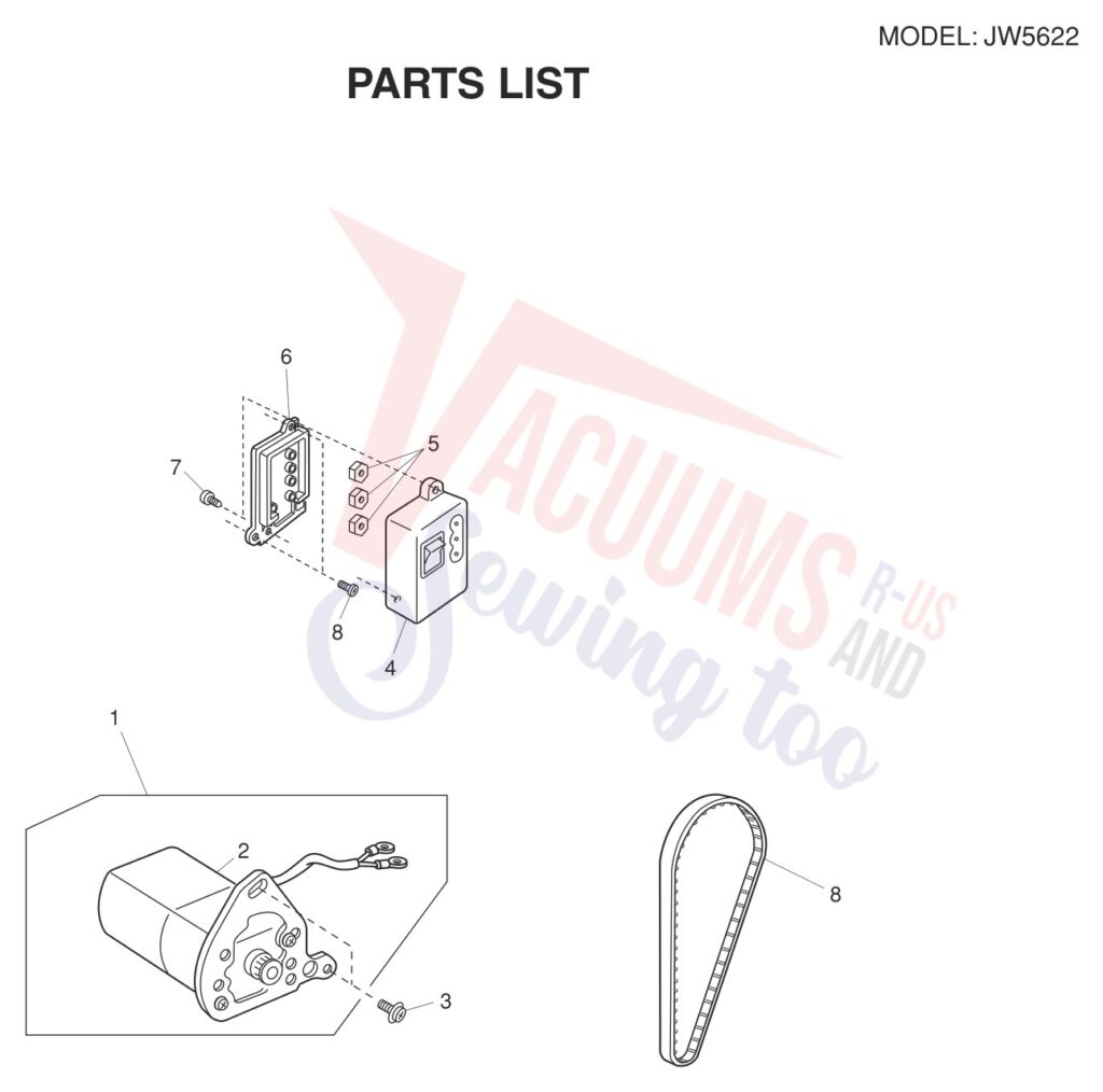 Janome JW5622 exploded schematic diagram (page 8)