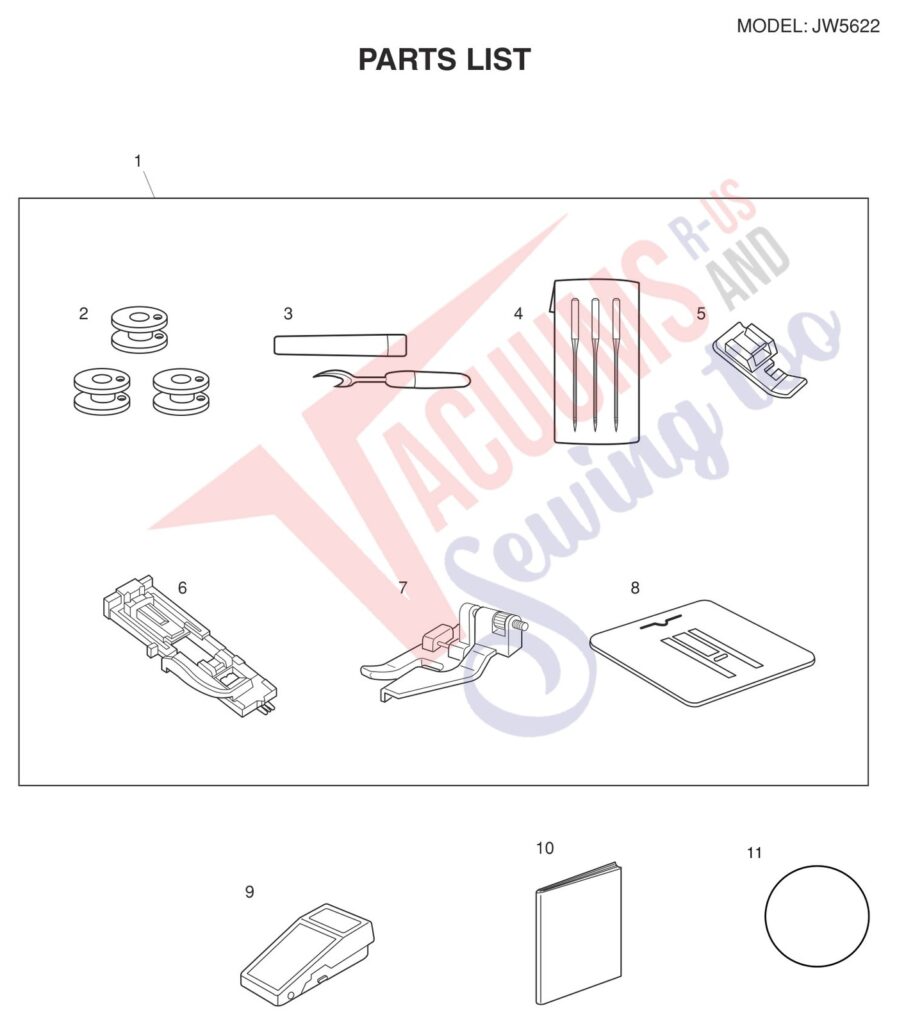 Janome JW5622 exploded schematic diagram (page 9)