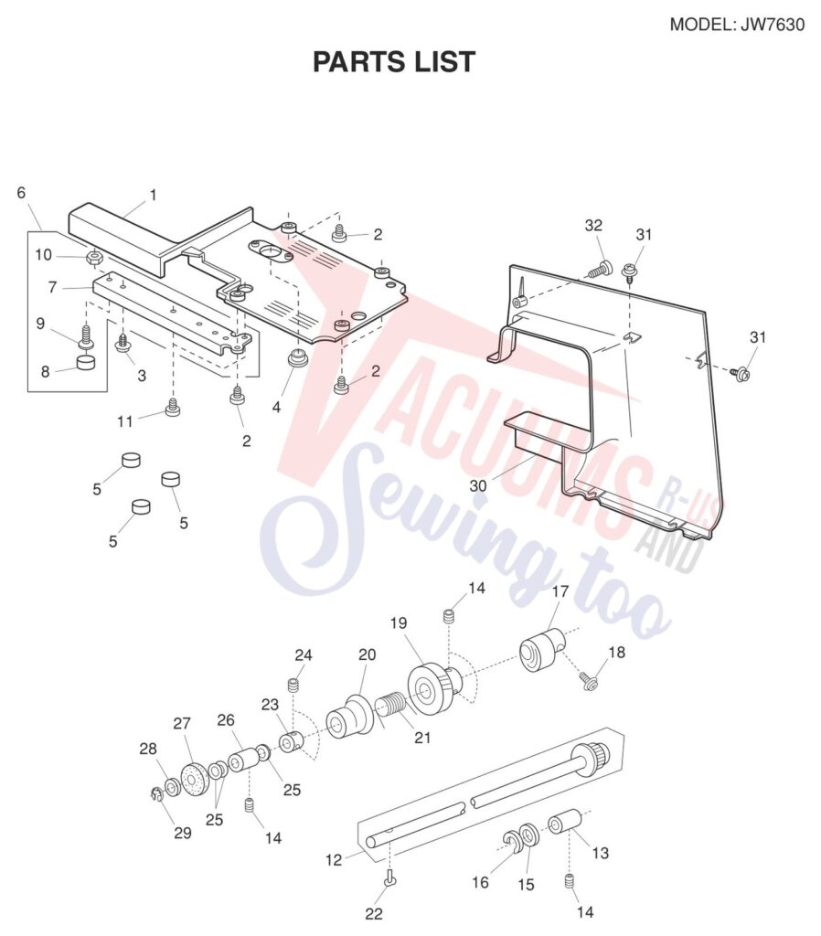 Janome JW7630 exploded schematic diagram (page 5)