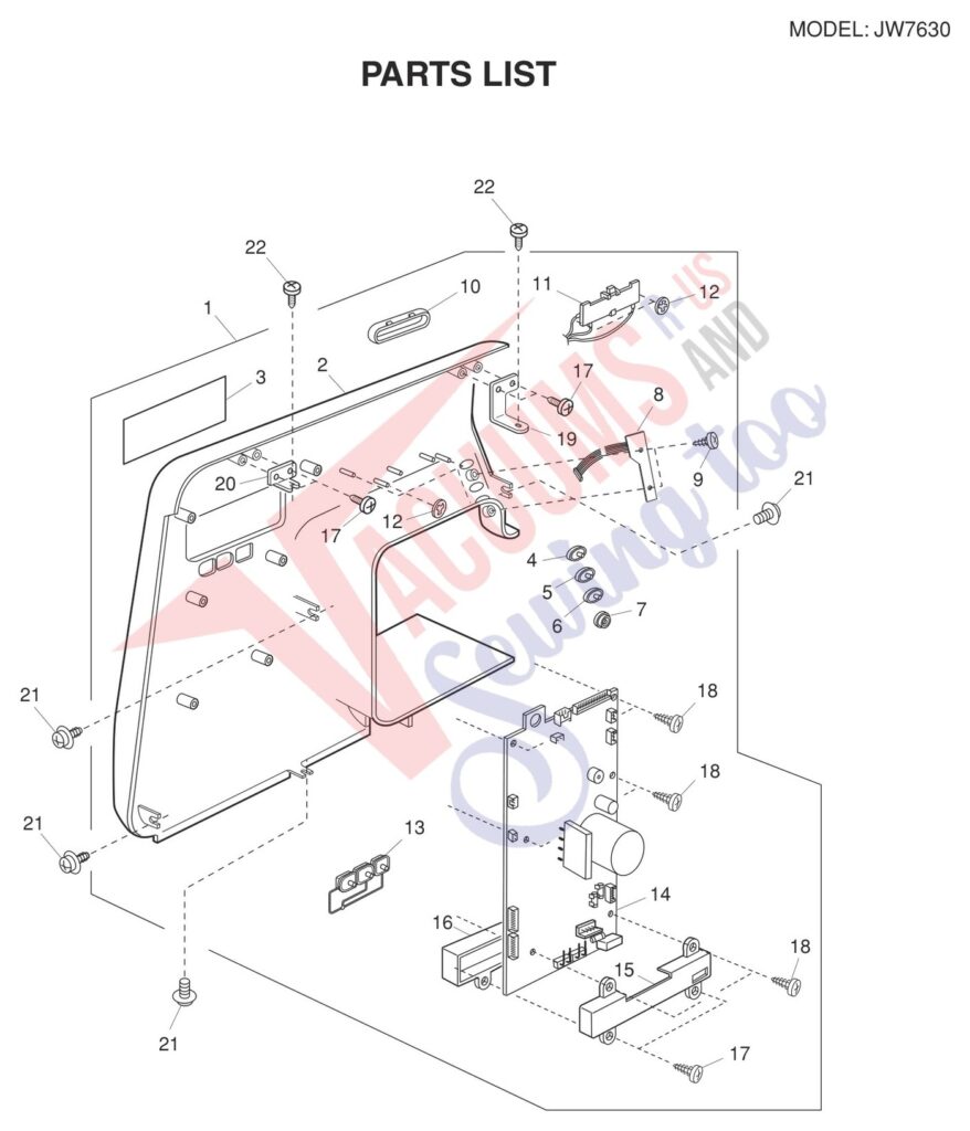 Janome JW7630 exploded schematic diagram (page 6)