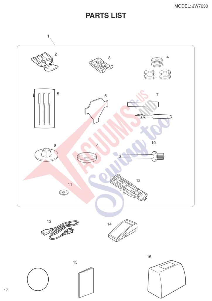 Janome JW7630 exploded schematic diagram (page 9)