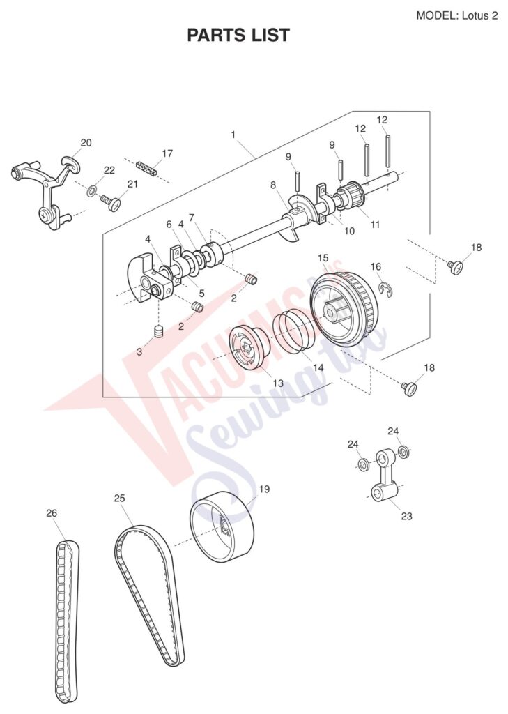 Elna LOTUS 2 exploded schematic diagram (page 1)