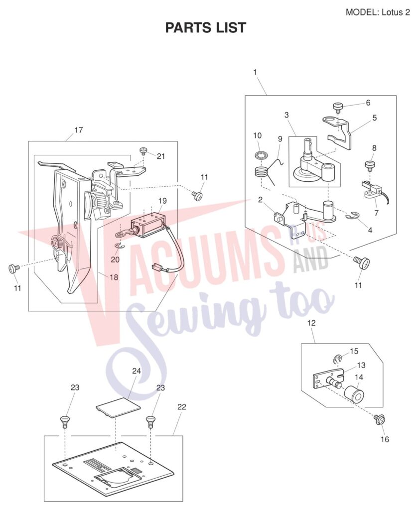 Elna LOTUS 2 exploded schematic diagram (page 5)