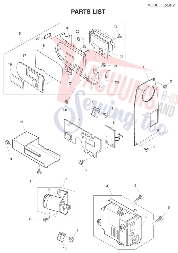 Elna LOTUS 2 exploded schematic diagram (page 6)