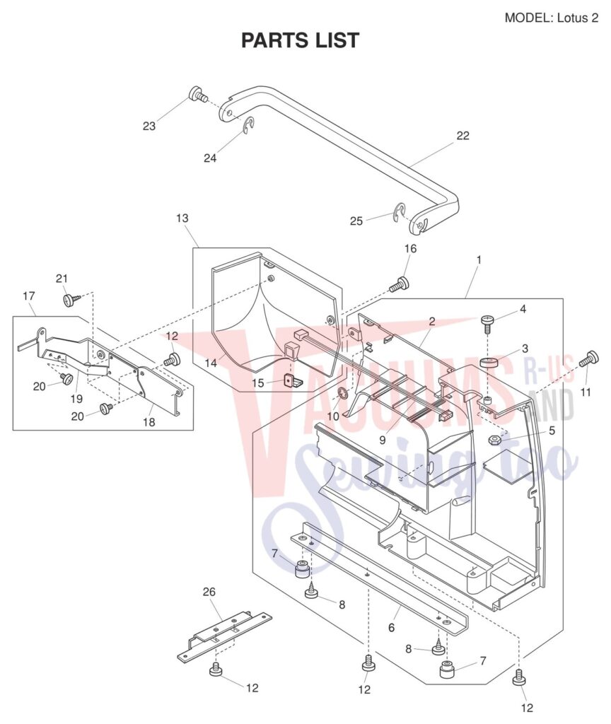 Elna LOTUS 2 exploded schematic diagram (page 7)