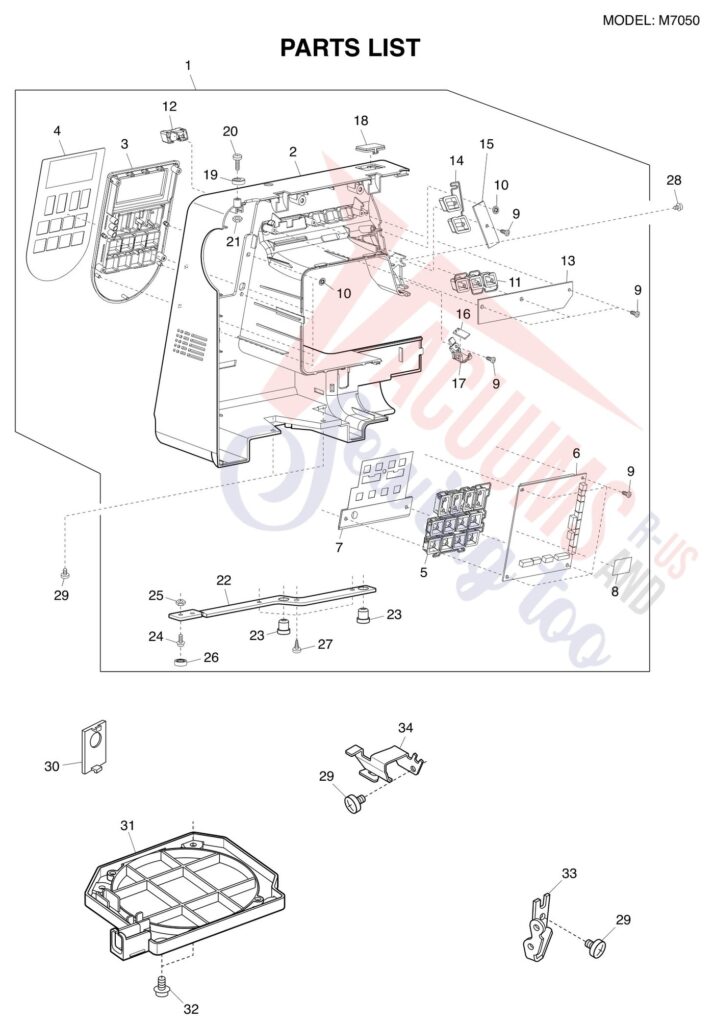 Janome M7050 exploded schematic diagram (page 6)