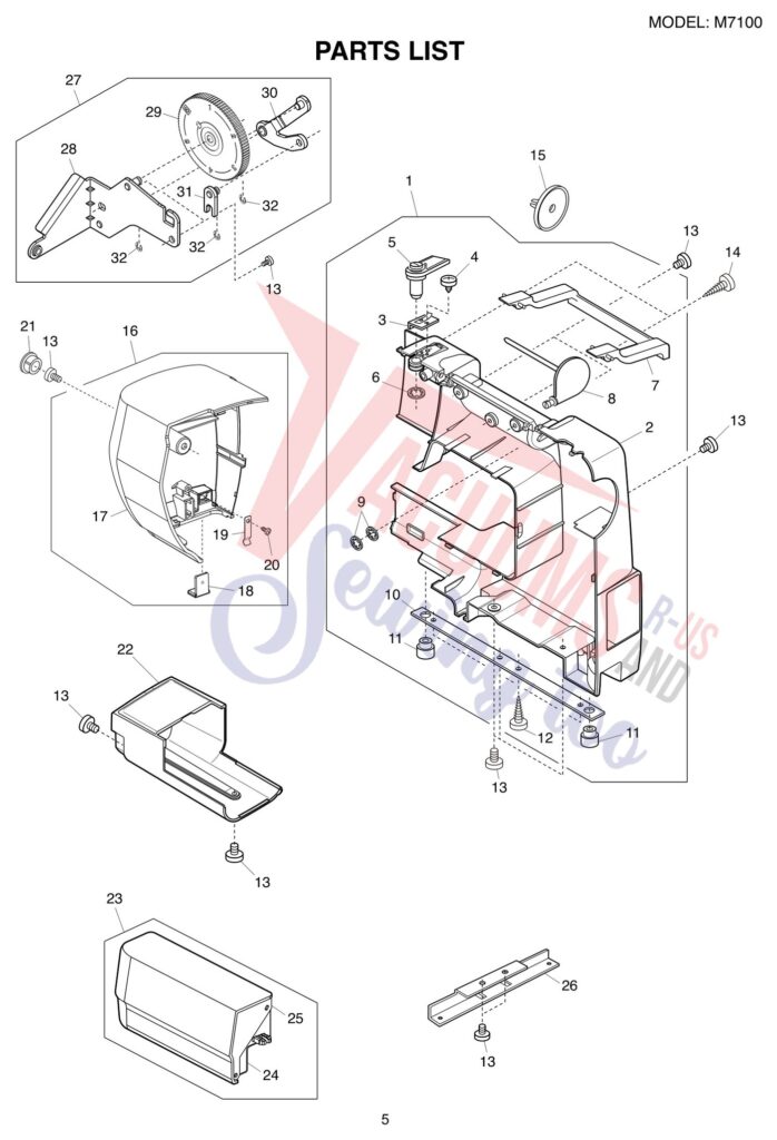 Janome M7100 exploded schematic diagram (page 5)