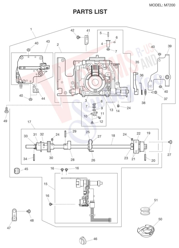 Janome M7200 exploded schematic diagram (page 3)