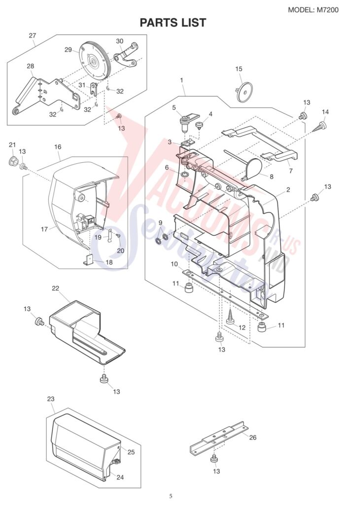 Janome M7200 exploded schematic diagram (page 5)