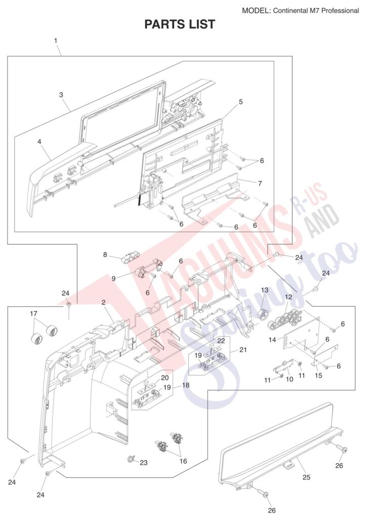 Janome M7 exploded schematic diagram (page 1)
