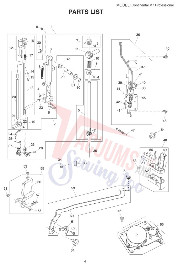 Janome M7 exploded schematic diagram (page 12)