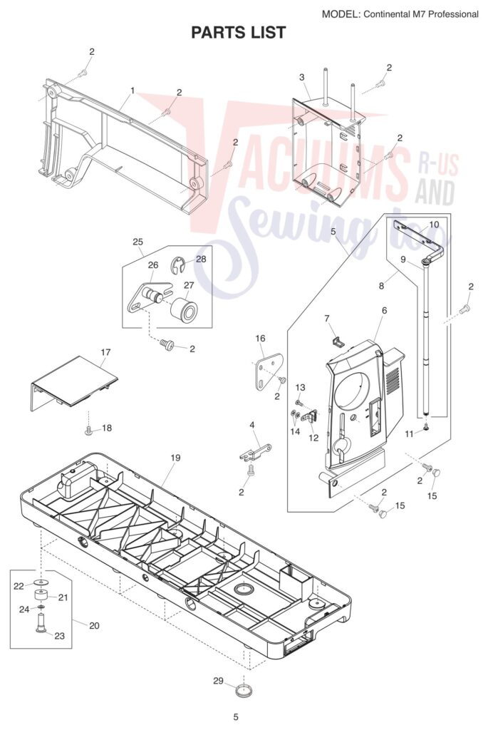 Janome M7 exploded schematic diagram (page 13)