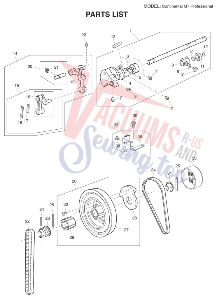 Janome M7 exploded schematic diagram (page 14)