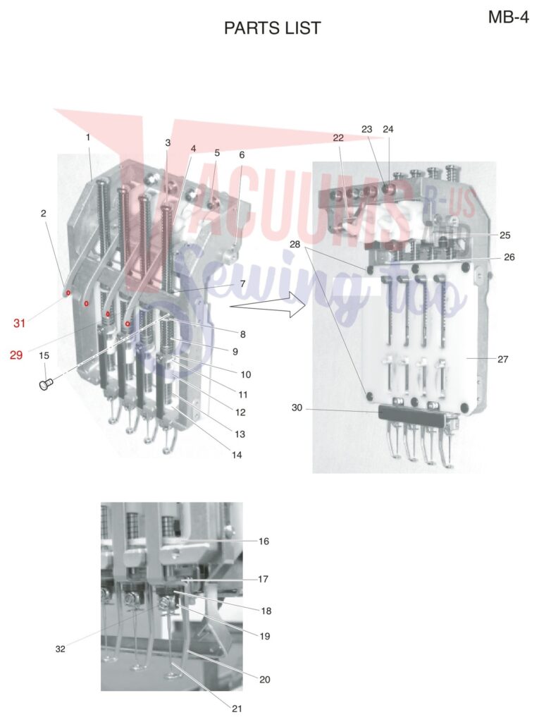 Janome MB4 exploded schematic diagram (page 2)