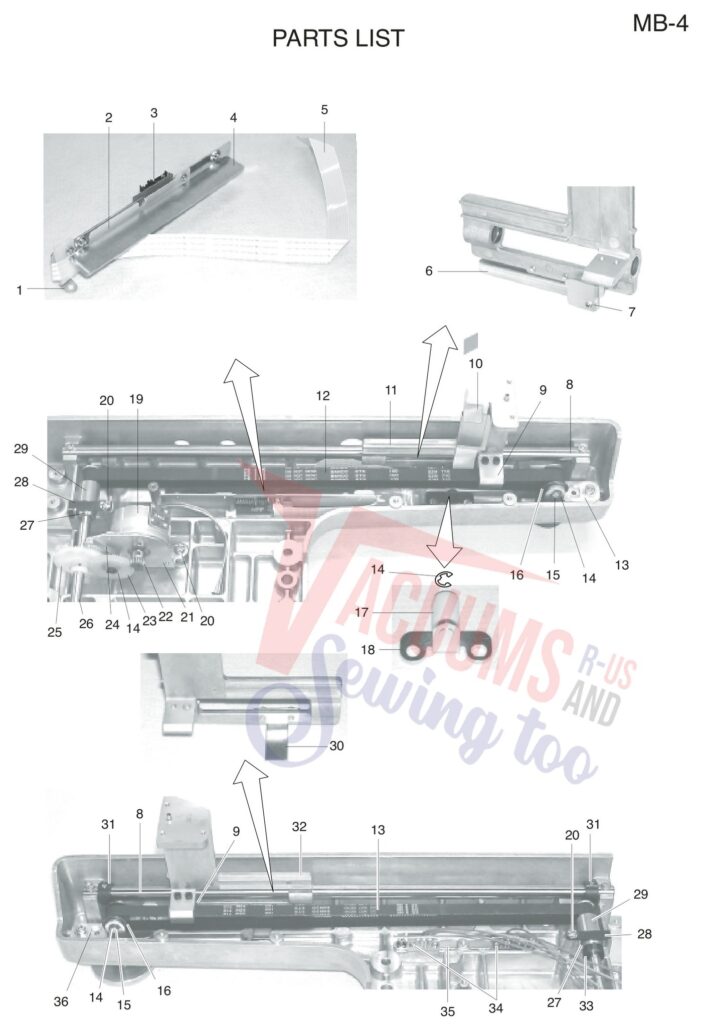 Janome MB4 exploded schematic diagram (page 7)