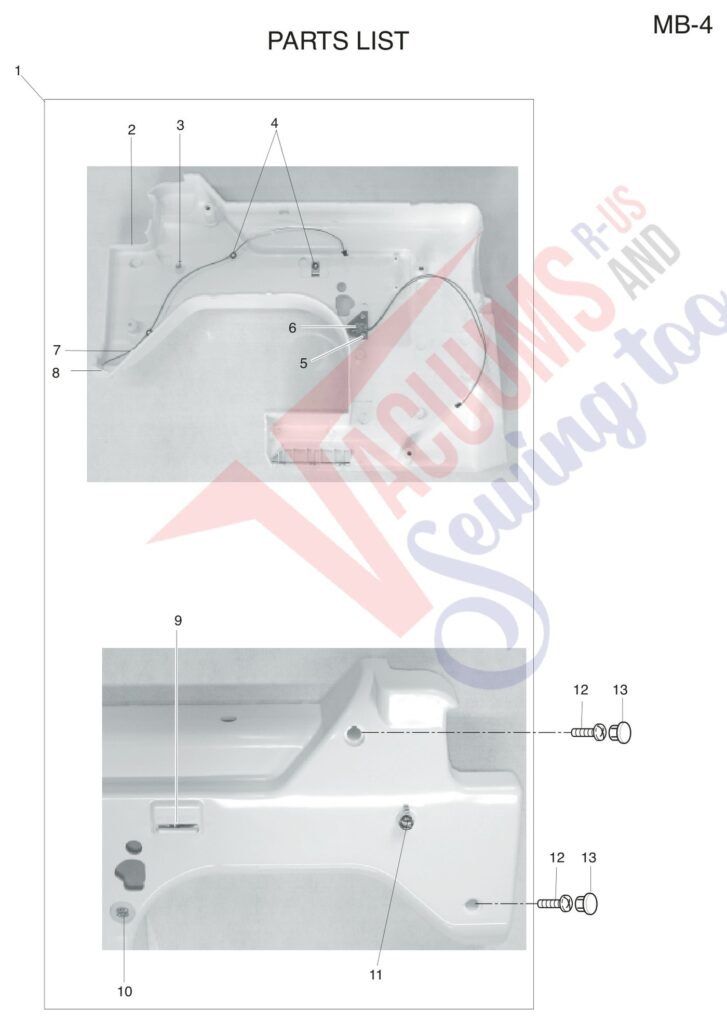 Janome MB4 exploded schematic diagram (page 12)