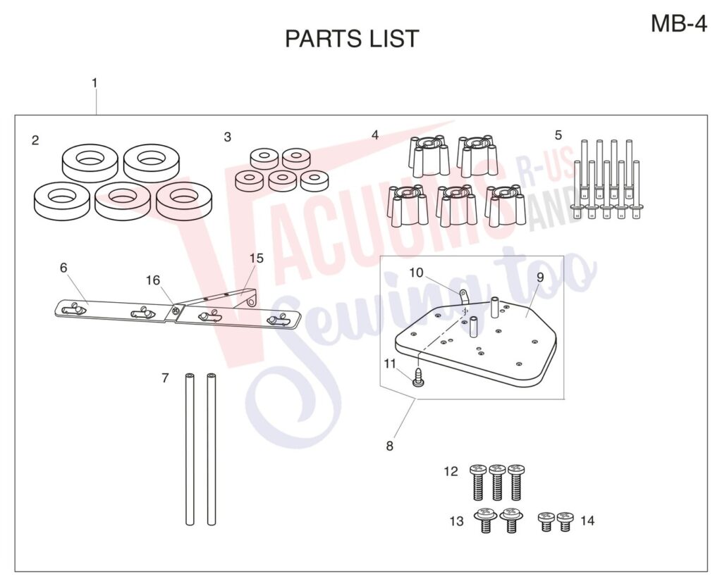 Janome MB4 exploded schematic diagram (page 14)