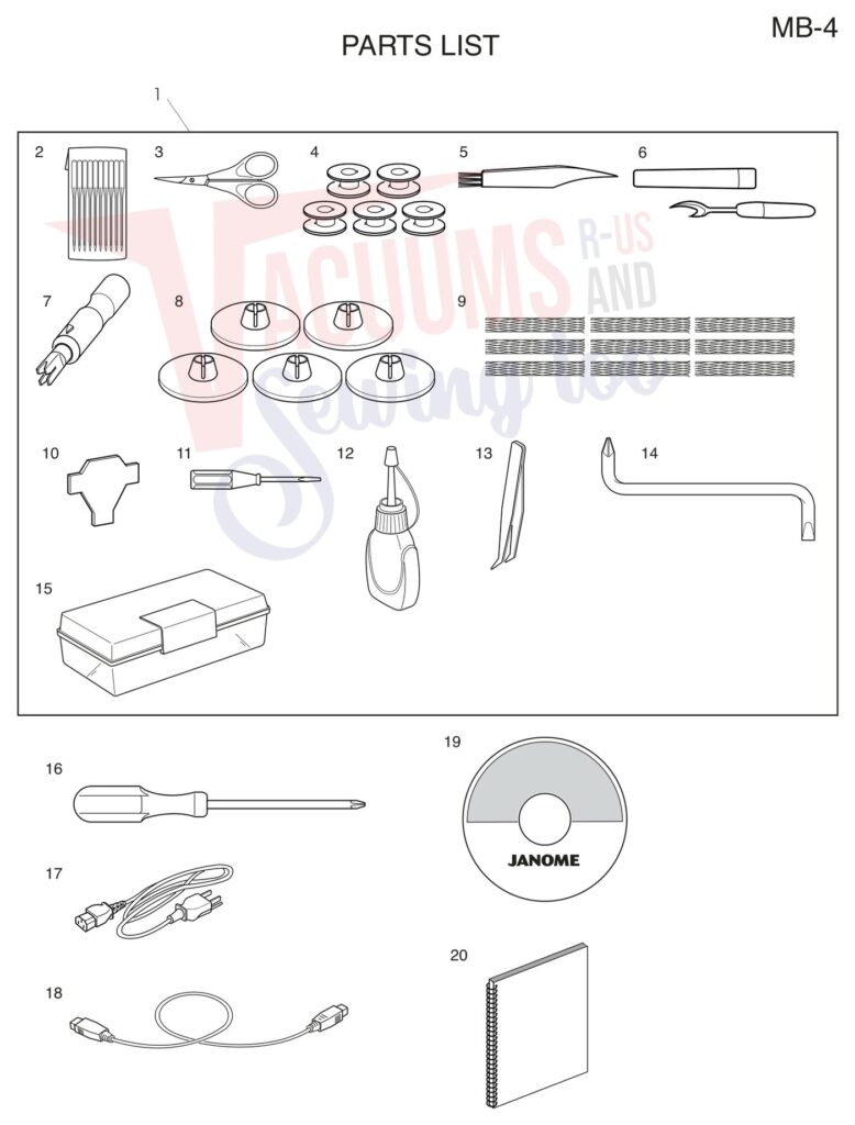 Janome MB4 exploded schematic diagram (page 15)