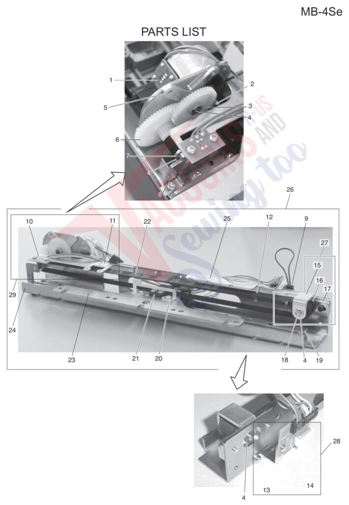 Janome MB4SE V3 exploded schematic diagram (page 1)