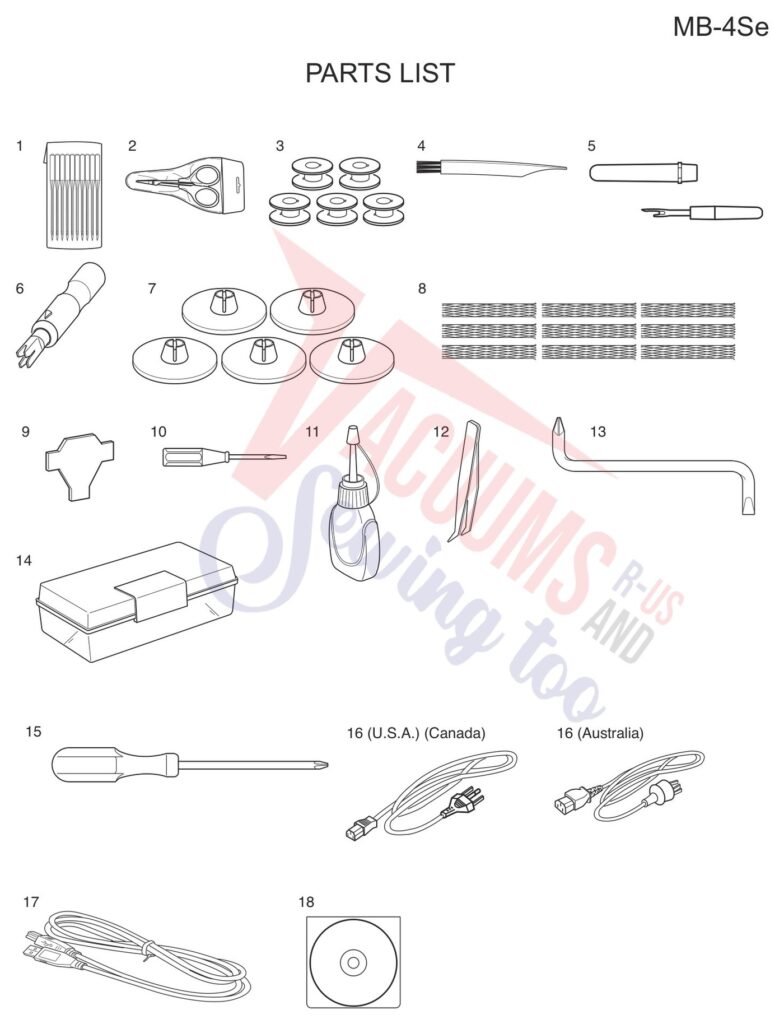 Janome MB4SE V3 exploded schematic diagram (page 16)