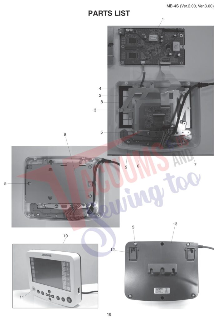 Janome MB4S V3 exploded schematic diagram (page 10)
