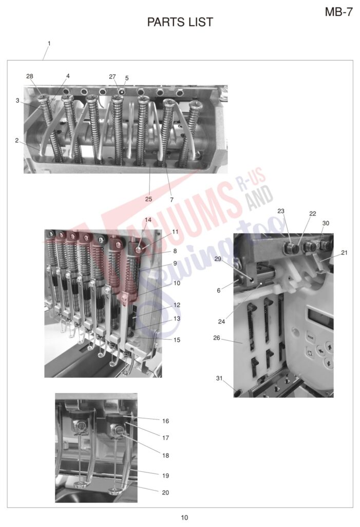 Janome MB7 exploded schematic diagram (page 2)