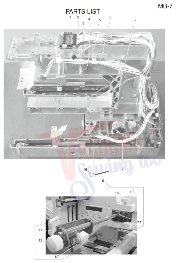 Janome MB7 exploded schematic diagram (page 9)
